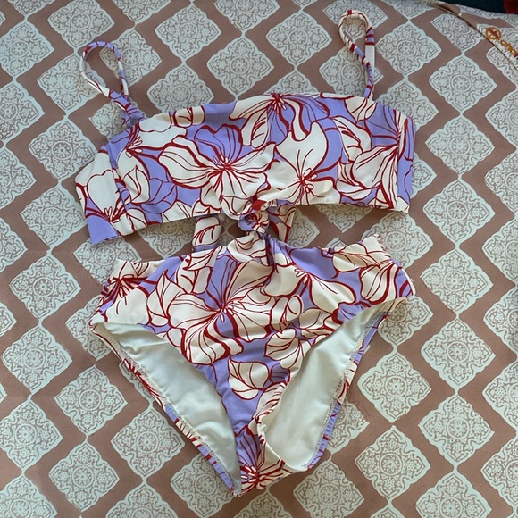 Sanctuary Other - Sanctuary NWOT floral two piece one piece bikini. Purple, red,white, siz…